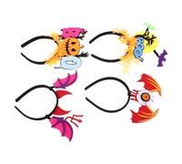 PartyKindom 4 Piezas Unidades Diademas Fluorescentes Halloween con Calabaza y Murciélago Diademas Cómodas de No Tejida Diseño Misterioso con Franjas Neón para Fiestas Nocturnas