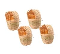 PartyKindom 4piezas Nidos De Pájaros De Bambú Hechas Mano con Gancho para Colgar Refugio Decorativo Tipo Jaula para Jardín o Patio Escondite Rústico para Pájaros Al Aire