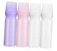 PartyKindom 4piezas Peines para Botella de Tinte de Cabello Aplicador de Cepillo para Raíces Botellas Escala Graduada para Cuidado Capilar