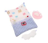 PartyKindom Accesorios para Muñecas Conjunto de de Algodón con Edredón Almohada y Máscara para Dormir para Casa de Muñecas y Juego de Imaginación