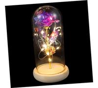 PartyKindom Adornos De Rosas con Cúpula De Simulada Flor De Luz Led Decorativa para Escritorio Obsequio De Flor De Simulación para Decoración De Hogar