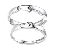 PartyKindom Anillos De Pareja Ajustables Anillo Abierto Para Mujer Para Hombre Joyería Como Obsequio Para Parejas Diseño De Luna y