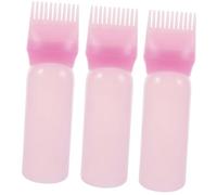 PartyKindom Botella Aplicadora para Teñir Cabello 3 Unidades Tamaño Medio Botella Peine Raíz Color Rosa para Cuidado Profesional del Cabello en Salones de Belleza