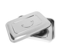 PartyKindom Caja de médica contenedor de almacenamiento rectangular estuche portátil contenedor de cajas rectangulares caja de almacenamiento Acero inoxidable Plata