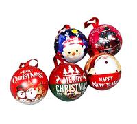 PartyKindom Cajas Navideñas de Hierro Diseño de Bolas de Dibujos Animados, 5 Piezas para Colgar y Decorar el Hogar Varios estilos