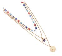 PartyKindom Collar De Clavícula Para Mujer Cadena Multicapa De Aleación Dorada, Collar De Mal De Ojo, Joyas Para Cuello Adolescentes, Estilo Moderno Para Fiestas y Uso Diario