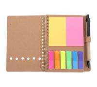 PartyKindom Cuaderno de Espiral Pequeño con Bolígrafo Incorporado, 30 Hojas de Papel Kraft Color Natural, Bloc de Notas con Adhesivos Repositionables para Estudiantes y Oficina, Cuaderno