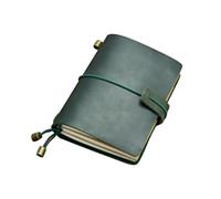 PartyKindom Cuaderno de Viaje de Cuero Genuino Verde para Escritura Creativa y Bocetos, Libreta Clásica Tipo Pasaporte Papel Diseño Vintage