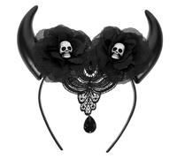 PartyKindom Diadema de Cuernos para Halloween Aterradora Tocado de Calavera para Disfraz de Mujer Accesorios para Fiestas de Disfraz Maquillaje y Celebraciones