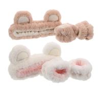 PartyKindom Diadema De Peluche Orejas De Oso Suave Conjunto De Diadema y Pulsera Para Cuidado De Piel Maquillaje Baño Lavado Facial y Spa