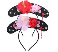PartyKindom Diademas Estilo Chino Qing para Niña, 2 Piezas Ligeras y Cómodas de Plástico y Tela, Accesorio para Fotos y Fiestas Diseño Único y Apariencia Interesante