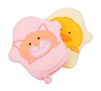 PartyKindom Guante de Baño para Ñiño Estampado y Esponja de Algodón, Infantil, Ligero y Portátil, Absorción Alta, Uso en Casa y Viaje, Pack 2 Unidades Anilla para Colgar