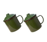 PartyKindom Juego de 2 Tazas de Esmalte Verde Vintage para Café y Té, Resistentes, No Se Deforman, Ideales para Uso Diario y Oficina