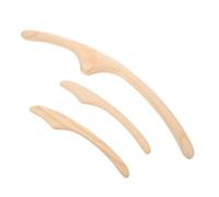 PartyKindom Juego de 3 Palos de Masaje de Madera para Cuerpo y Rostro, Herramienta Gua Sha para Puntos de Acupuntura, Varilla Manual Compacta para Masaje Corporal y Facial, Adecuado