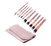 PartyKindom Juego De Brochas De Maquillaje Profesional 10 Piezas Tamaño Estándar Fibra Sintética Multifuncional Para Cosméticos Uso Diario Estuche Portátil