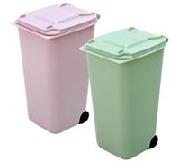PartyKindom Mini Bote de Basura de Escritorio 2 Piezas, Plástico Polipropileno, Colores Verde y Rosa, Compactos y Multifuncionales para Cocina, Oficina y Dormitorio, Contenedores Pequeños