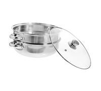 PartyKindom Olla Vaporera Inoxidable con Tapa y Asas Dobles Resistente Altas Temperaturas para Cocina Inducción y Gas Olla para Cocinar Verduras y Menaje de Cocina