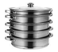 PartyKindom Olla Vaporera Multifuncional Inoxidable 5 Niveles Tapa para Sopa Hogar Cocina Práctica