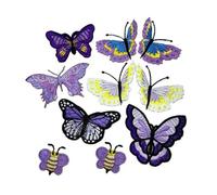 PartyKindom Parches Bordados de Tela para Coser Mariposas Moradas, Set Termoadhesivo 10 Unidades, Manualidades DIY para Decoración de Ropa y Accesorios
