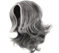 PartyKindom Peluca Corta Rizada Gris y Negra para Mujer Mayor Cobertura Total Material Resistente Ajuste Seguro Correas Ajustables Peluca para Disfraz y Uso Diario Grises para Mujeres