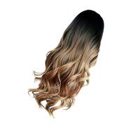 PartyKindom Peluca Larga Sintética de Realista con Color Gradiente y Partición Central Peluca Curly para Mujeres para y Disfraces Color Marrón