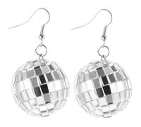 PartyKindom Pendientes de Bola Espejo Plateados para Mujer Ligeros y Llamativos Accesorios de Bisutería para Fiestas y Festivales Joyería Colgante Vintage para Disfraces Disco