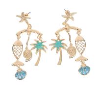 PartyKindom Pendientes Hawaianos de Verano para Mujer Colgantes Boho con de Mar y Joyería Náutica Ligera para Vacaciones Tropical