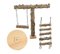 PartyKindom Percha para Pájaros Soporte De Madera Natural con Base Multifuncional De Tamaño Mediano para Juego, Trepadero y Columpio, Adecuado para Loros y Periquitos Hogar o Tienda De Mascotas