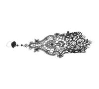 PartyKindom Pulsera con Anillo Integrada de Encaje Negro para Mujer, Pulsera Elástica de Puño, Accesorio Formal para Fiesta, Boda y Eventos Elegantes, Joyería de Encaje sin Dedos