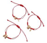 PartyKindom Pulsera de Cuerda Roja Artesanal para Mujer, 3 Piezas, Diseño Año del Buey, Amuleto de Buena Suerte Aleación, Elegante y Creativa para Uso Diario Varios estilos