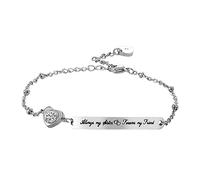 PartyKindom Pulsera Grabada Always My Sister Forever My Friend Diseño Cadena Curva Inoxidable Joyería Creativa para de Cumpleaños y Amistad Mujer