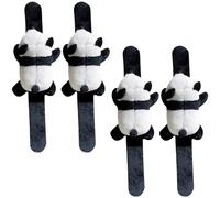 PartyKindom Pulseras De Peluche Panda Para Niños, Tamaño Mediano, Pulseras Slap Suaves, Diseño De Muñeco De Panda, Accesorio Adecuado Para Fiestas Infantiles y Regalos Escolares, Paquete De 4 Unidades