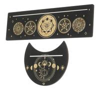 PartyKindom Soporte de Madera Decorativo y Ahorra Espacio para Cartas de Tarot Diseño Lunar, Juego de 2 Piezas para Adivinación en Dormitorio