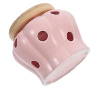 PartyKindom Tarro de Cerámica Ventilación y Tapa para Almacenamiento de Ajo y Jengibre, Recipiente de Gran Capacidad para Cocina, Color Rosa, Adecuado para Encimera y Conservación de