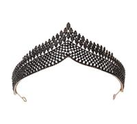 PartyKindom Tiara de Novia Negra Vintage Gemas de Imitación, Tocado de Cristal Elegante para Boda y Fiesta, Accesorio Cabello de Aleación, Diadema Princesa para Dama Especial