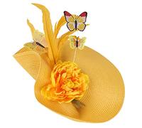 PartyKindom Tocados para Mujer Sombrero de Paja Tocado para Fiesta de Té Sombrero de Banquete Diadema de Exagerada Accesorios Cabello de Novia