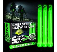 Green Glow Sticks luces de emergencia (6 pulgadas, paquete de 25) grado militar 12 horas a granel tácticas para equipo de supervivencia, camping, cortes de energía
