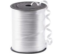 PartyWoo, 500 yardas rizando manualidades, envoltura de regalo blanca, cinta para globos, pelo, flores floristería Navidad (1 rollo), blanco-0937