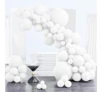 PartyWoo Arco Globos Blancos, Paquete de 102 Globos de Látex de 18-5 pulgadas Globos Mate, Kit Guirnalda Globos de Fiesta Blanca para Cumpleaños, Baby Shower, Decoraciones de Boda