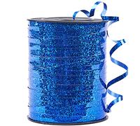 PartyWoo Azul, 1/5 pulgadas x 500 yardas, rizado iridiscente, envoltura de regalo metálico brillante, cinta para globos de cuerda, pelo, flores de floristería (1 rollo)