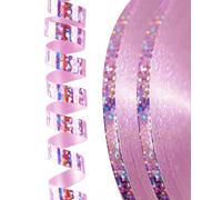 PartyWoo Cinta láser rosa, 120 metros Cinta de lazo Cinta de anillo Cinta de globo brillante Cinta de decoración para gorras de globo Envoltura de regalo Manualidades (2 rollos, 60 m/rollo)