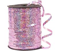 PartyWoo Cinta rosa, cinta para rizar de 500 yardas para manualidades, cinta ondulada iridiscente, cinta metálica brillante para envolver regalos, cinta para cuerda de globos (1 rollo)