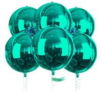 PartyWoo Decoraciones de cumpleaños verdes: 6 globos gigantes de papel de aluminio 4D de 22 pulgadas, globos grandes de Mylar metálicos