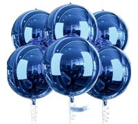 PartyWoo Globos azul oscuro, 6 globos de papel de aluminio azul, globos de papel de aluminio 4D gigantes de 22 pulgadas y cinta, globos grandes de Mylar, globos para decoraciones de cumpleaños