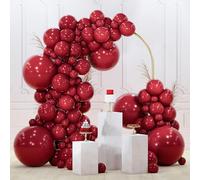PartyWoo Globos burdeos, 130 piezas de diferentes tamaños de 18, 12, 10, 5 pulgadas, kit de arco de globos rojo castaño oscuro, granate, guirnalda para cumpleaños, graduación, aniversario, decoración