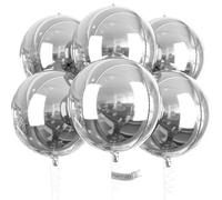 PartyWoo Globos Plateados, 6 Unidades de Globos Gigantes 4D Redondos, 55,56 cm, Para Decoración de Cumpleaños y Fiestas