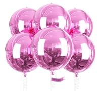PartyWoo Globos Rosas - 6 Globos de Papel de Aluminio Rosa Gigantes 4D de 22 Pulgadas para Decoraciones de Cumpleaños