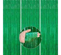 PartyWoo Lámina 3 piezas, Oropel 1x2m, Telón Flecos de Aluminio, Cortina Hilo, Fondo Fiesta, Boda, Cumpleaños (Verde), color verde-1295, 2m (POWERBIKE S.A. 4711100077460)