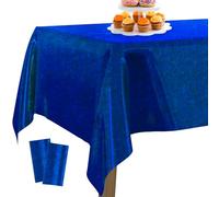 PartyWoo Mantel de Aluminio Azul Iridiscente Con Lunares, 2 Piezas, 137 x 274 cm/ 54 x 108 Pulgadas, Rectangular Lavable Para Mesa de 6 a 8 Pies, Para Cumpleaños y Boda