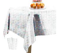 PartyWoo Mantel de Aluminio Plateado, 2 Piezas Mantel Iridiscente con Lunares, 137 x 274 cm/ 54 x 108 Pulgadas Mantel Rectangular Lavable para Mesa de 6 a 8 pies, Mantel para Cumpleaños, Boda